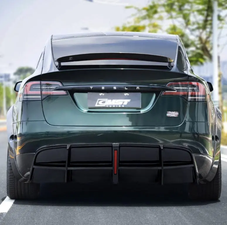 Cmst Genuine Carbon Fiber & Frp Rear Diffuser V2 For Tesla Model X 2022-2026 1