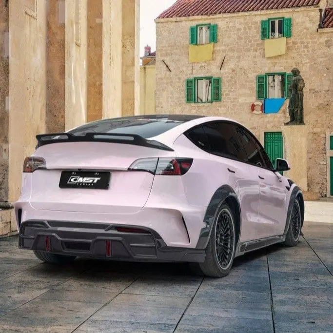 Cmst Genuine Carbon Fiber & Frp Rear Diffuser With Tow Hook Access V4 For Tesla Model Y Performance 2020-2025 Pre Juniper 1