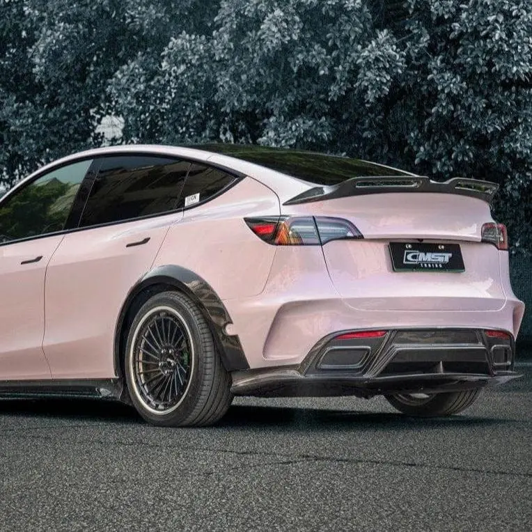 Cmst Genuine Carbon Fiber & Frp Rear Spoiler V3 For Tesla Model Y Awd Performance 2020-2025 Pre Juniper 1
