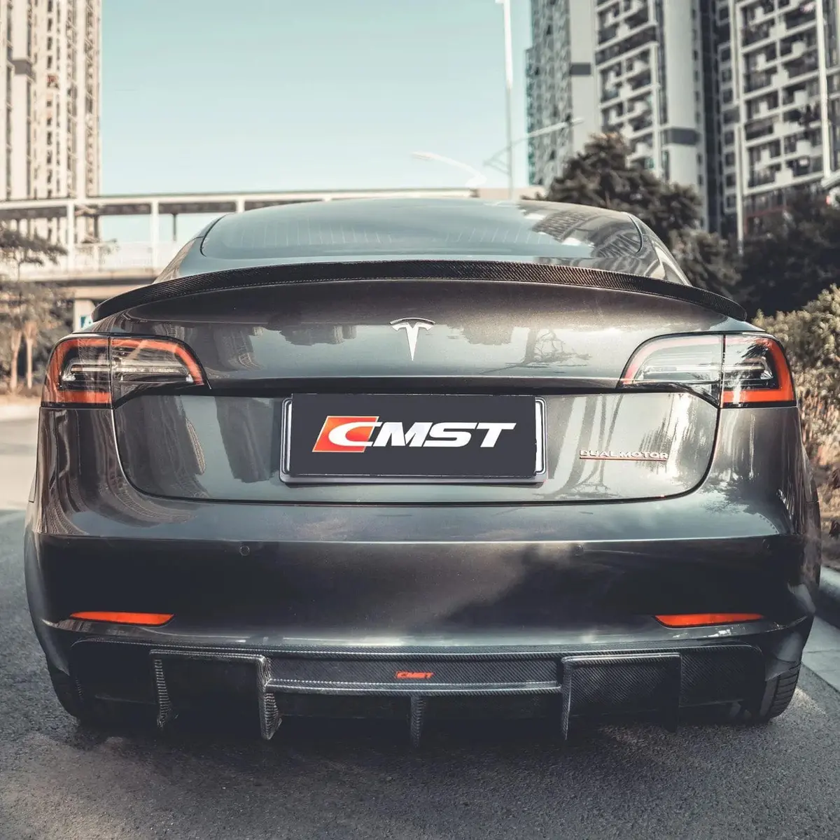 Cmst Genuine Carbon Fiber Rear Spoiler V2 For Tesla Model 3 2017-2023 1