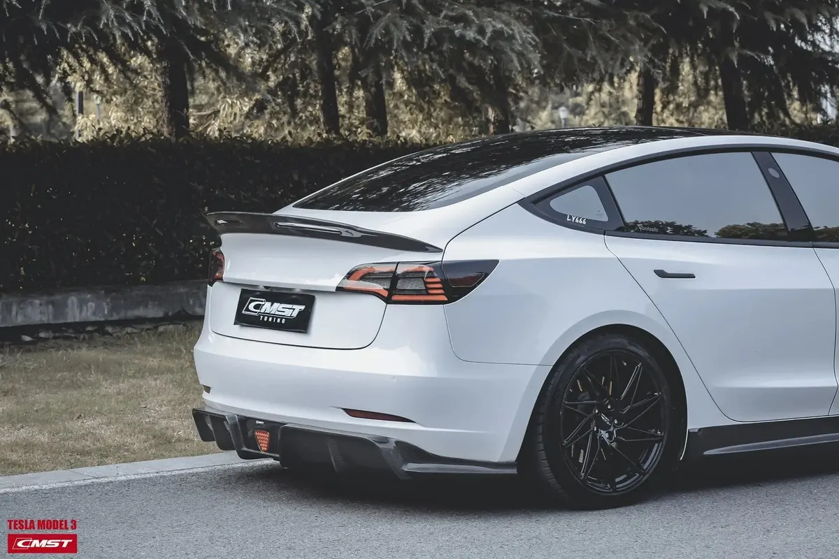 Cmst Genuine Carbon Fiber Rear Spoiler V4 For Tesla Model 3 2017-2023 3