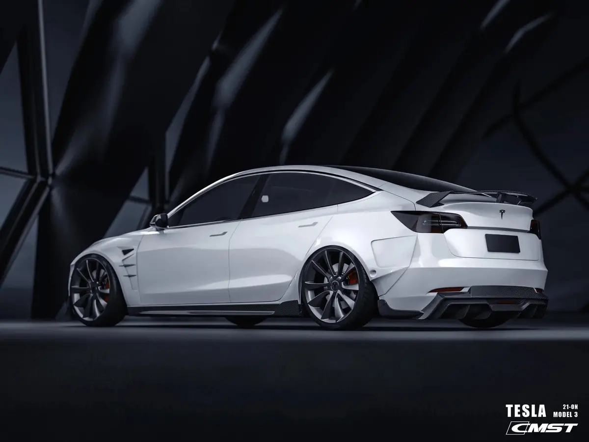Cmst Genuine Carbon Fiber Wide Body Wheel Arches Fender Flares For Tesla Model 3 2017-2023 3