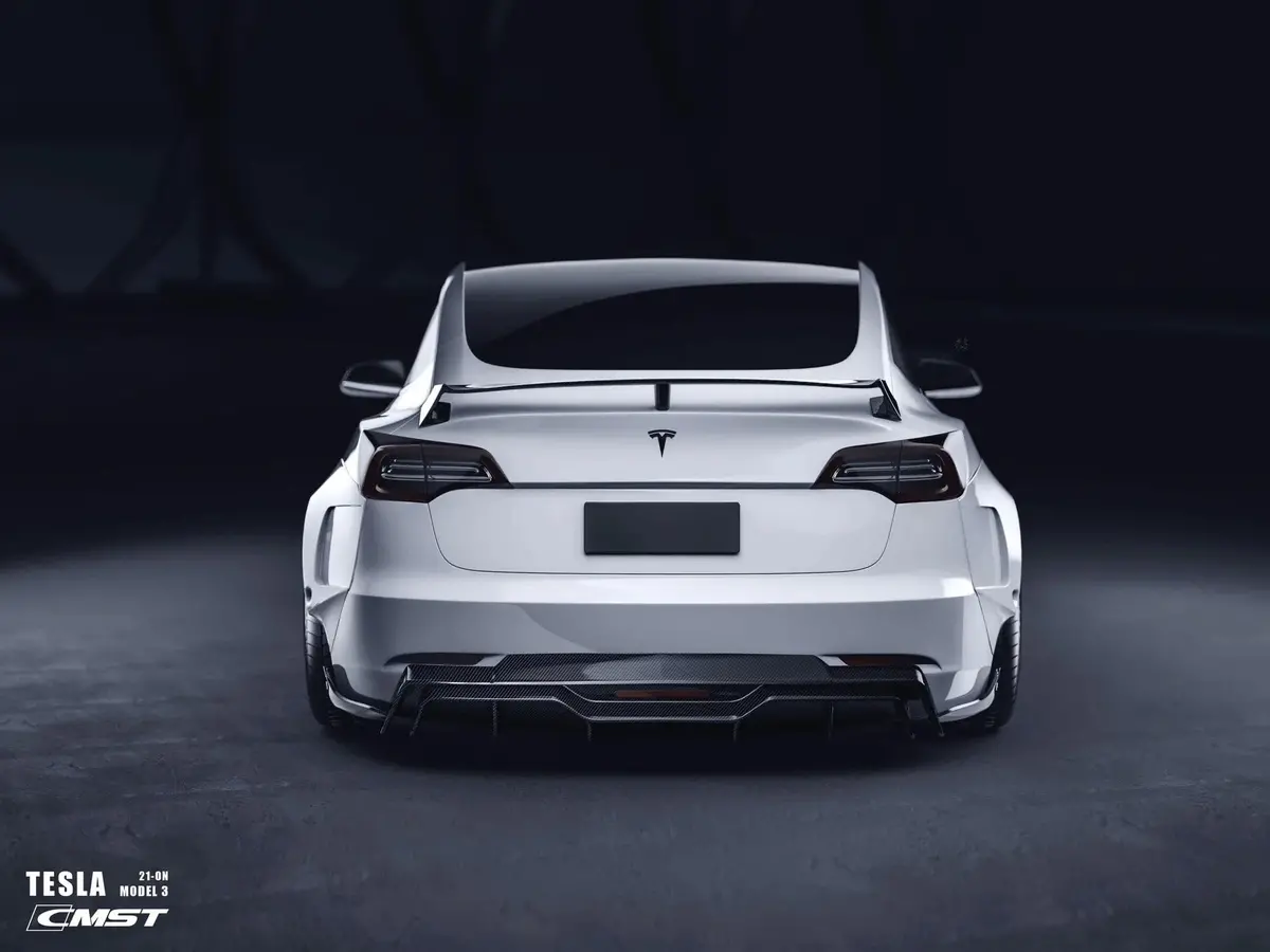Cmst Genuine Carbon Fiber Wide Body Wheel Arches Fender Flares For Tesla Model 3 2017-2023 4