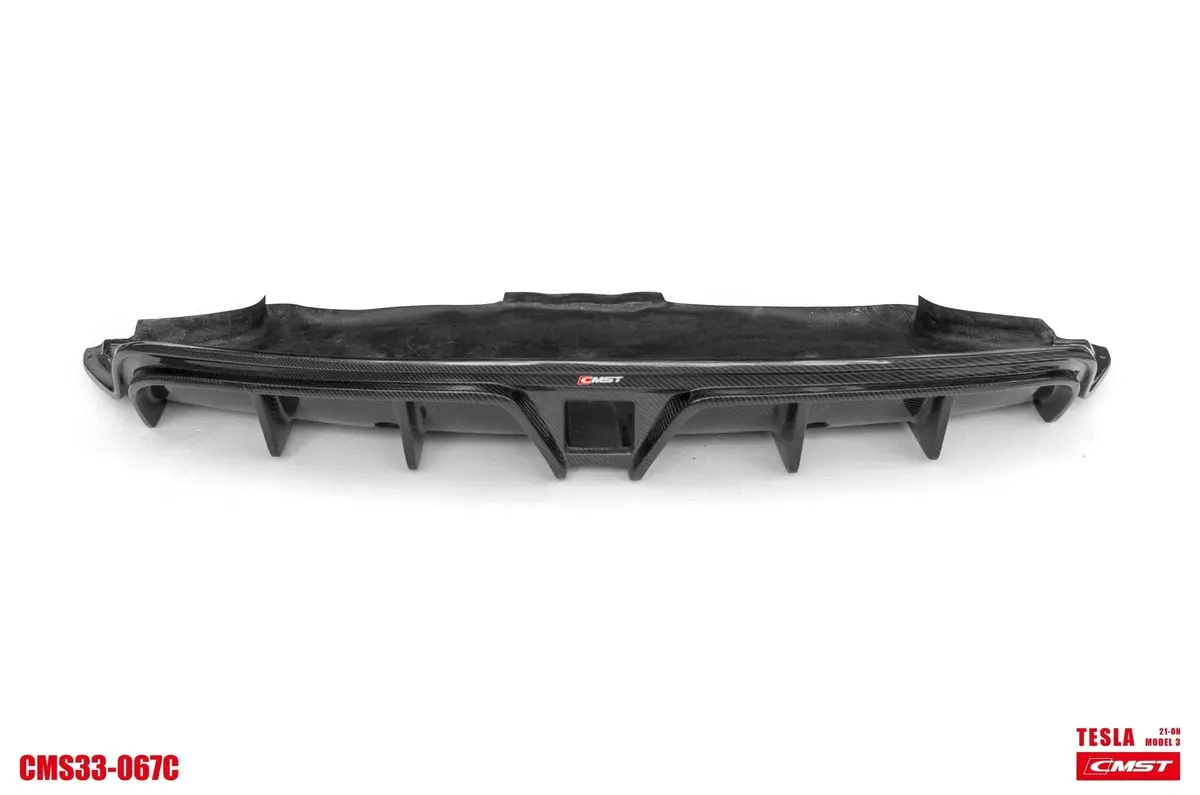 Cmst Genuine Carbon Fiber Rear Diffuser V4 With Tow Hook Access For Tesla Model 3 2017-2023 1