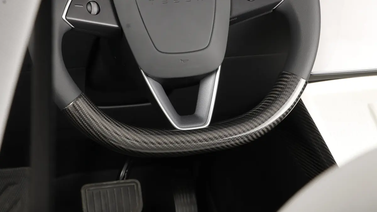 Real Molded Matte Carbon Fiber Lower Steering Wheel Overlay Cover For Tesla Model 3 2023-2026 Highland 2