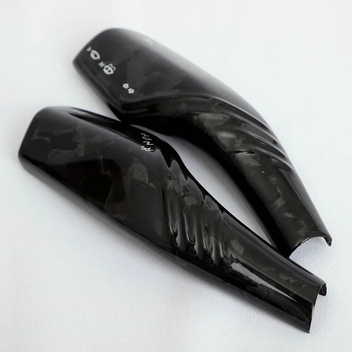 Real Molded Forged Carbon Fiber Wiper And Driving Shift Switch Overlay Covers V3 For Tesla Model 3 2017-2023 1