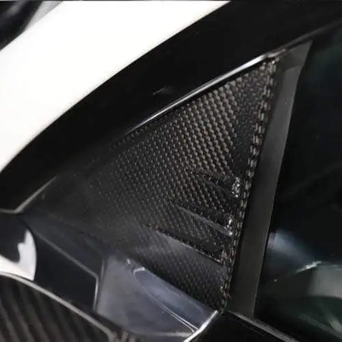 Real Molded Gloss A-Pillar Carbon Fiber Front Quarter Glass Overlay Covers For Tesla Model Y 2020-2026 1