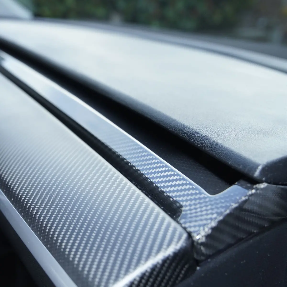 Real Molded Gloss Carbon Fiber Dashboard Air Vent Top Trim For Tesla Model Y 2020-2026 1