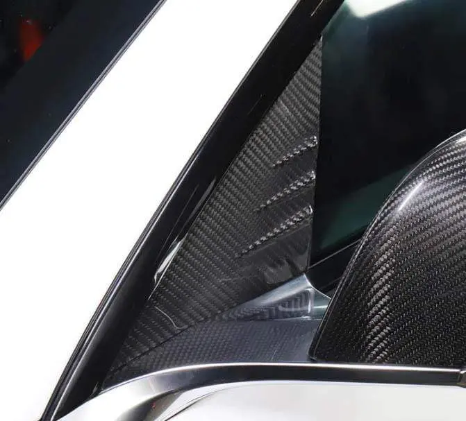 Real Molded Matte Carbon Fiber A-Pillar Front Quarter Glass Covers For Tesla Model Y 2020-2026 1