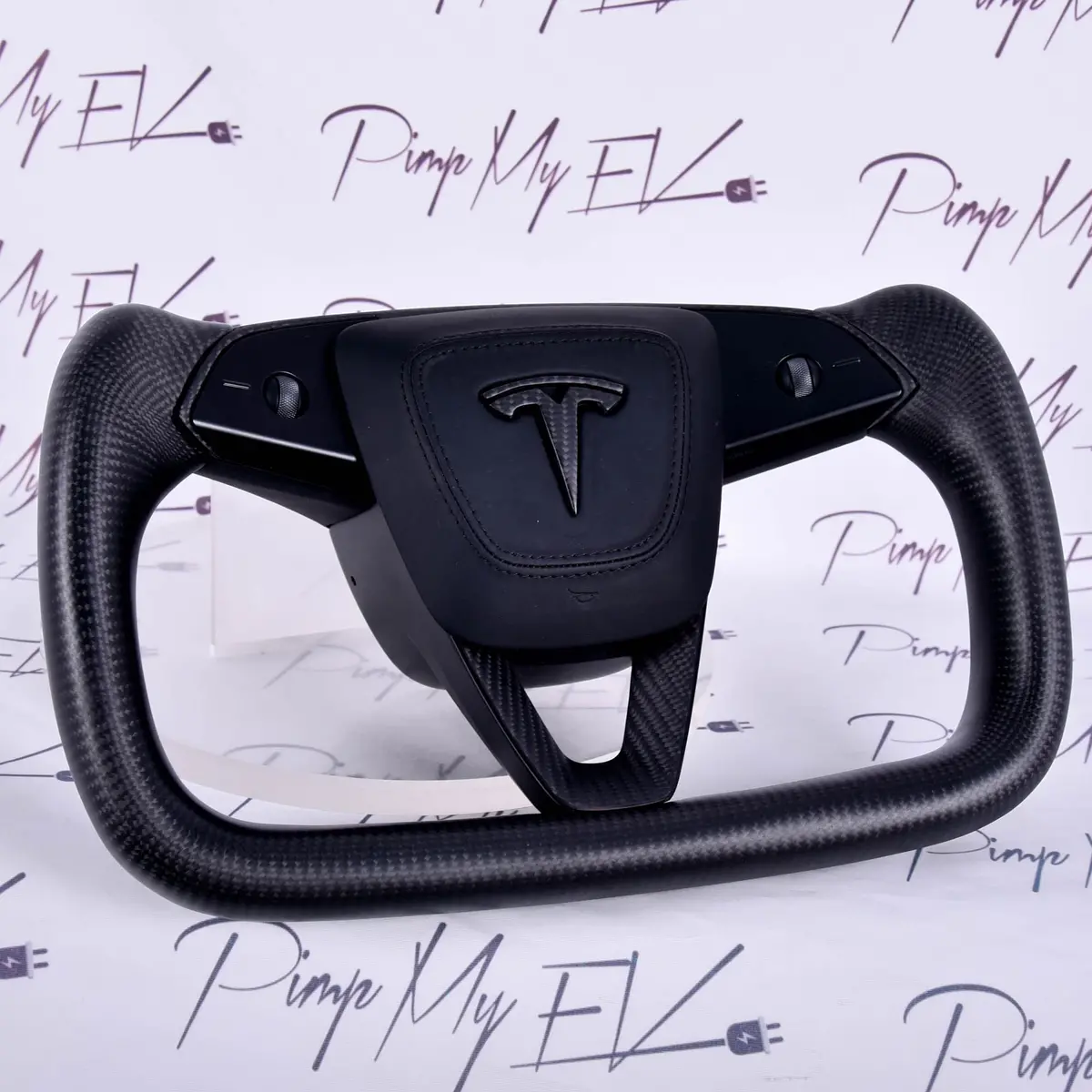 In Stock Full Matte Carbon Fiber Yoke Steering Wheel For Tesla Model 3 Highland 2023 - 2026 1