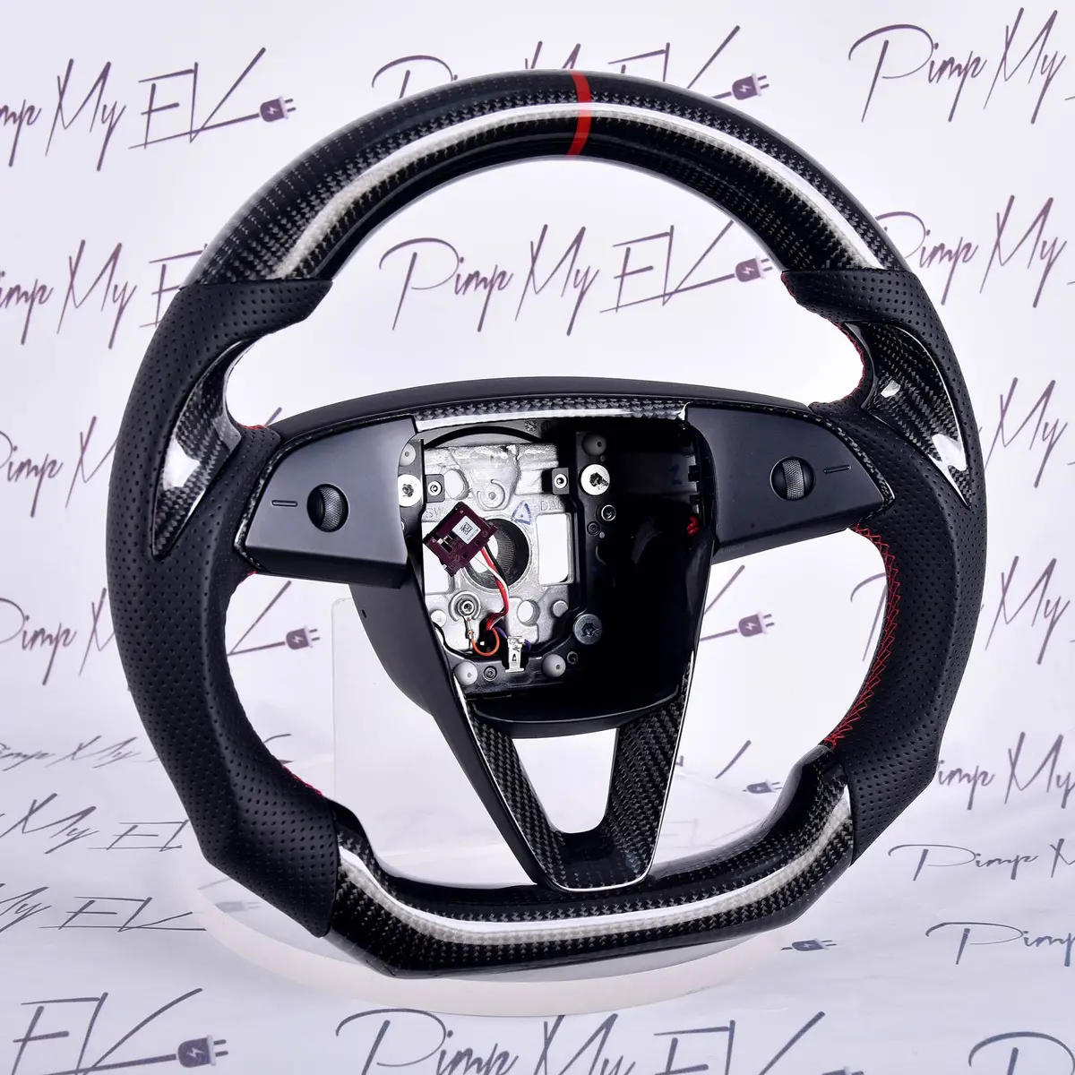 In Stock Gloss Carbon Fiber Steering Wheel For Tesla Model 3 Highland 2023 - 2026 1