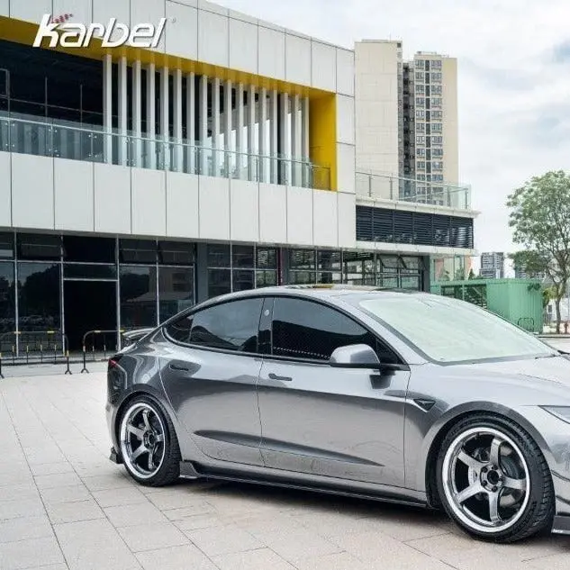 Karbel Pre-Preg Carbon Fiber Side Skirts For Tesla Model 3 Highland 2024 - 2026 1