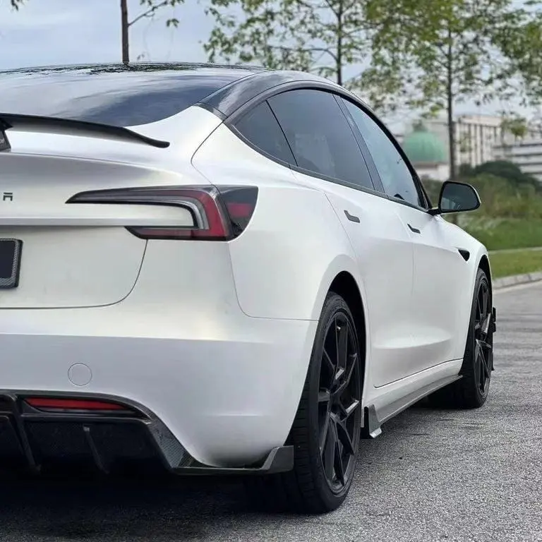 Karbel Pre-Preg Carbon Fiber With Light Rear Diffuser & Canards For Tesla Model 3 Highland 2024 - 2026 1