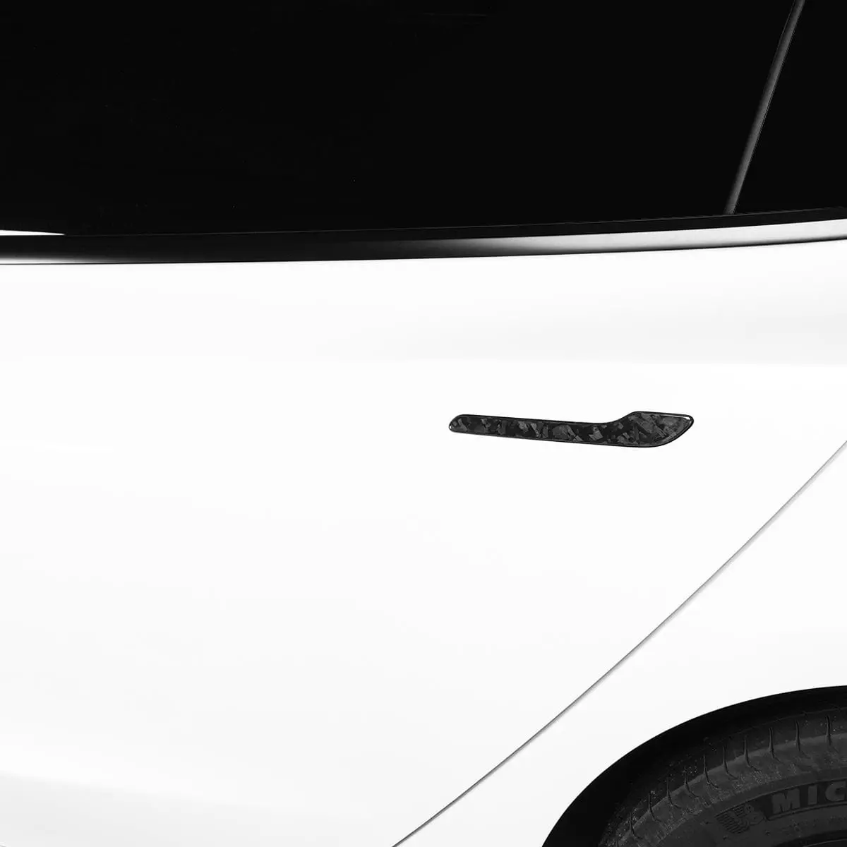 Real Gloss Forged Carbon Fiber Door Handle Overlay Covers 4Pcs For Tesla Model 3 2023-2026 Highland 1