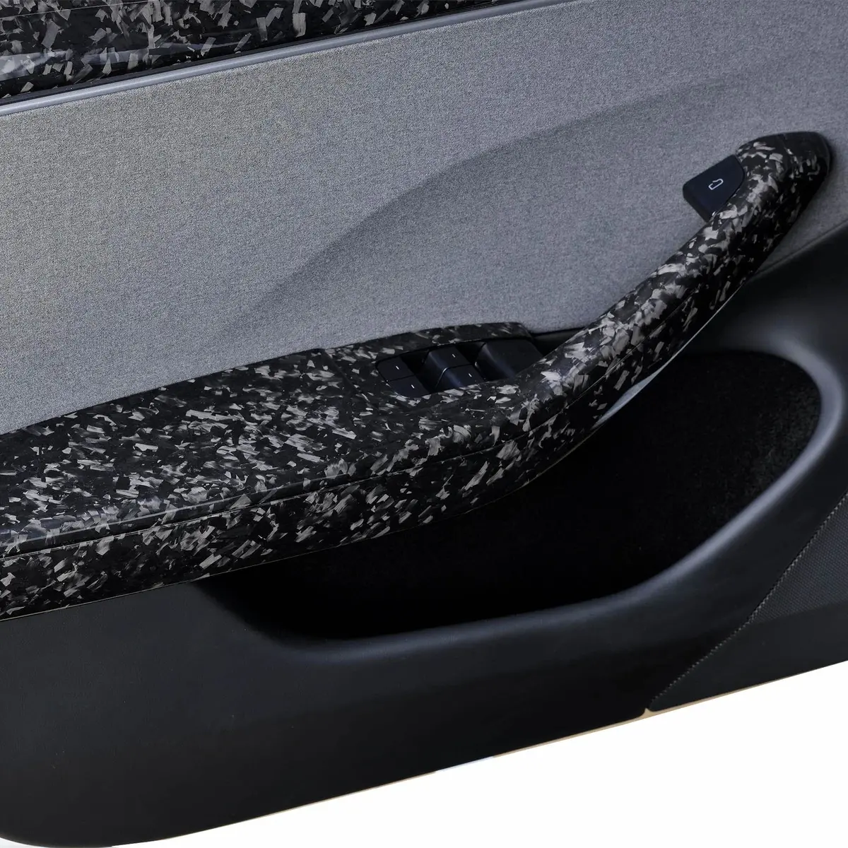 Real Molded Forged Carbon Fiber Door Armrest Panel Overlay Covers For Tesla Model 3 2023-2026 Highland 1