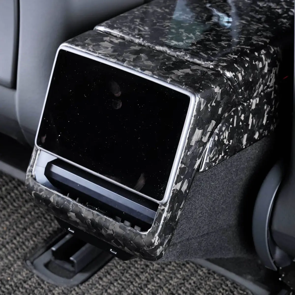 Real Molded Forged Carbon Fiber Rear Ac Screen Display Overlay Cover For Tesla Model 3 2023-2026 Highland 1