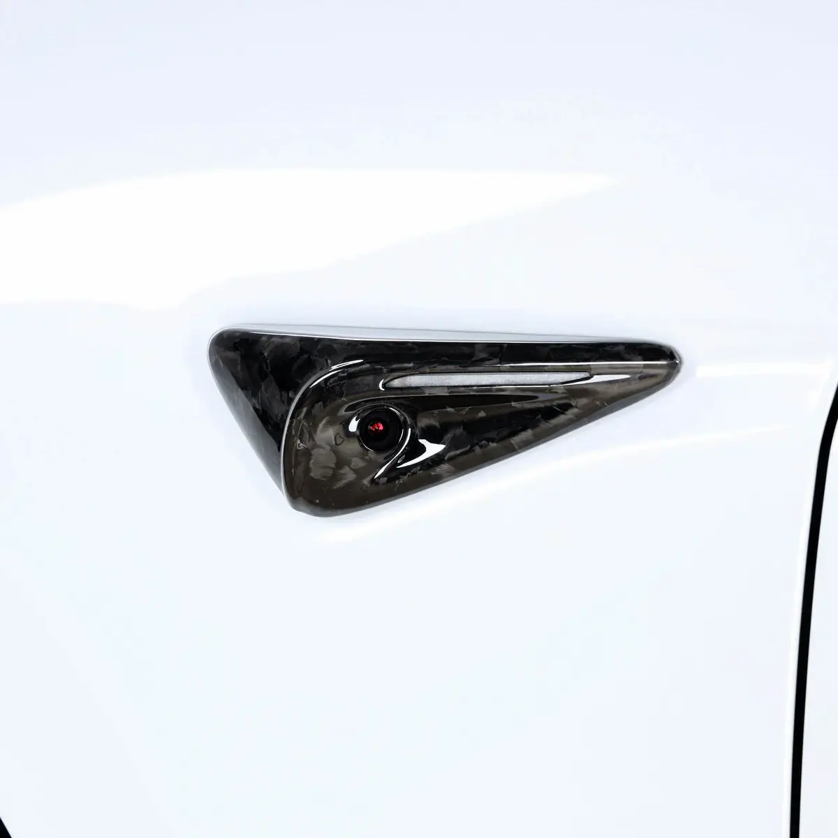 Real Molded Forged Carbon Fiber Side Marker Turn Signal Camera Overlay Covers New V3 For Tesla Model 3 2023-2026Highland 1