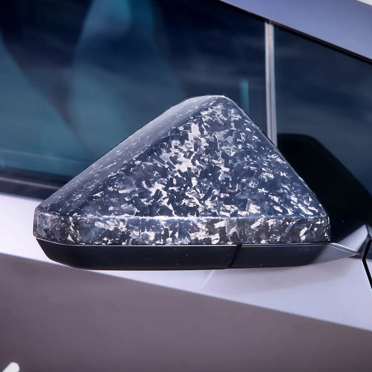 Real Molded Forged Carbon Fiber Side Mirror Overlay Covers For Tesla Cybertruck 2024-2026 1