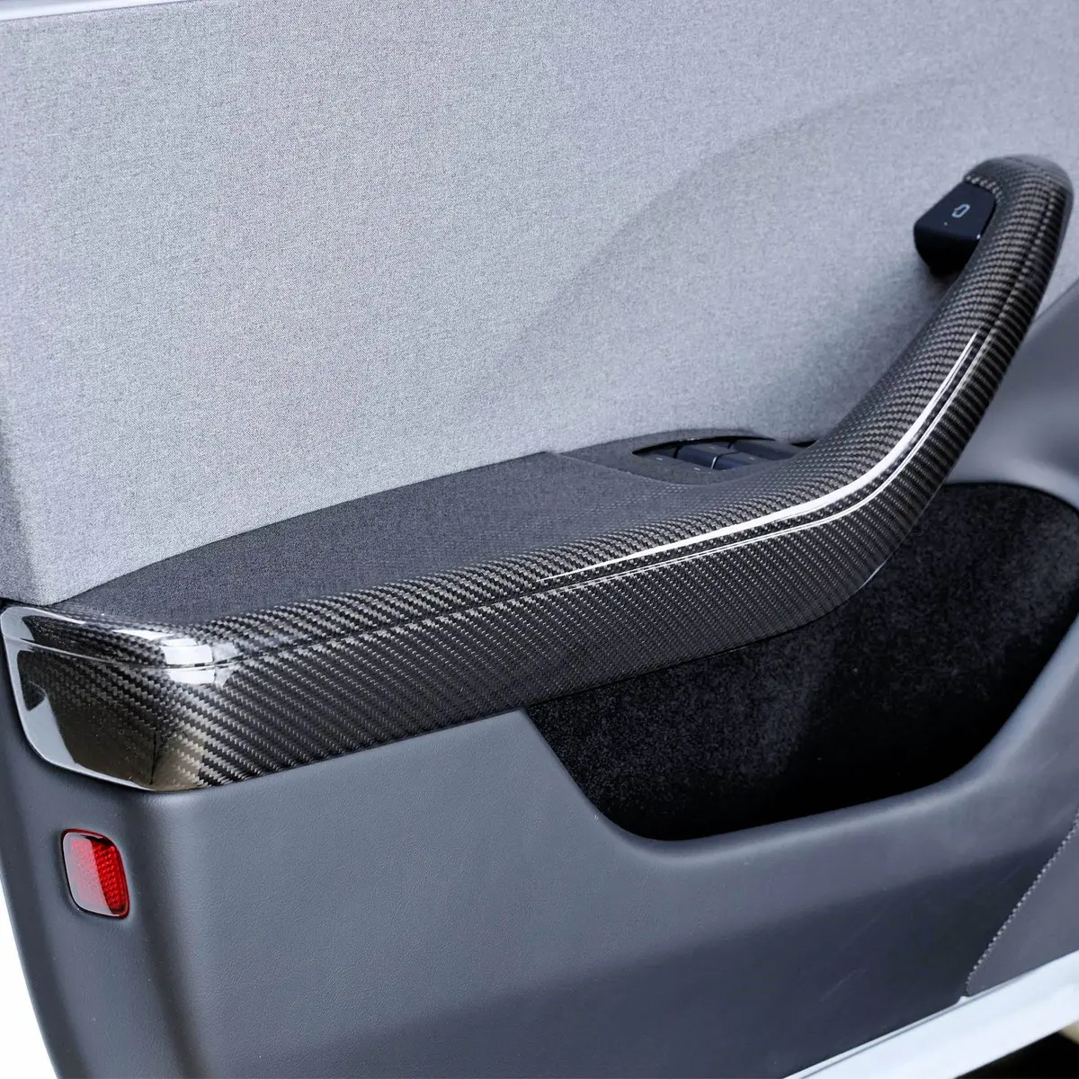 Real Molded Gloss Carbon Fiber Door Armrest Panel Overlay Covers 4Pcs For Tesla Model 3 2023-2026 Highland 1