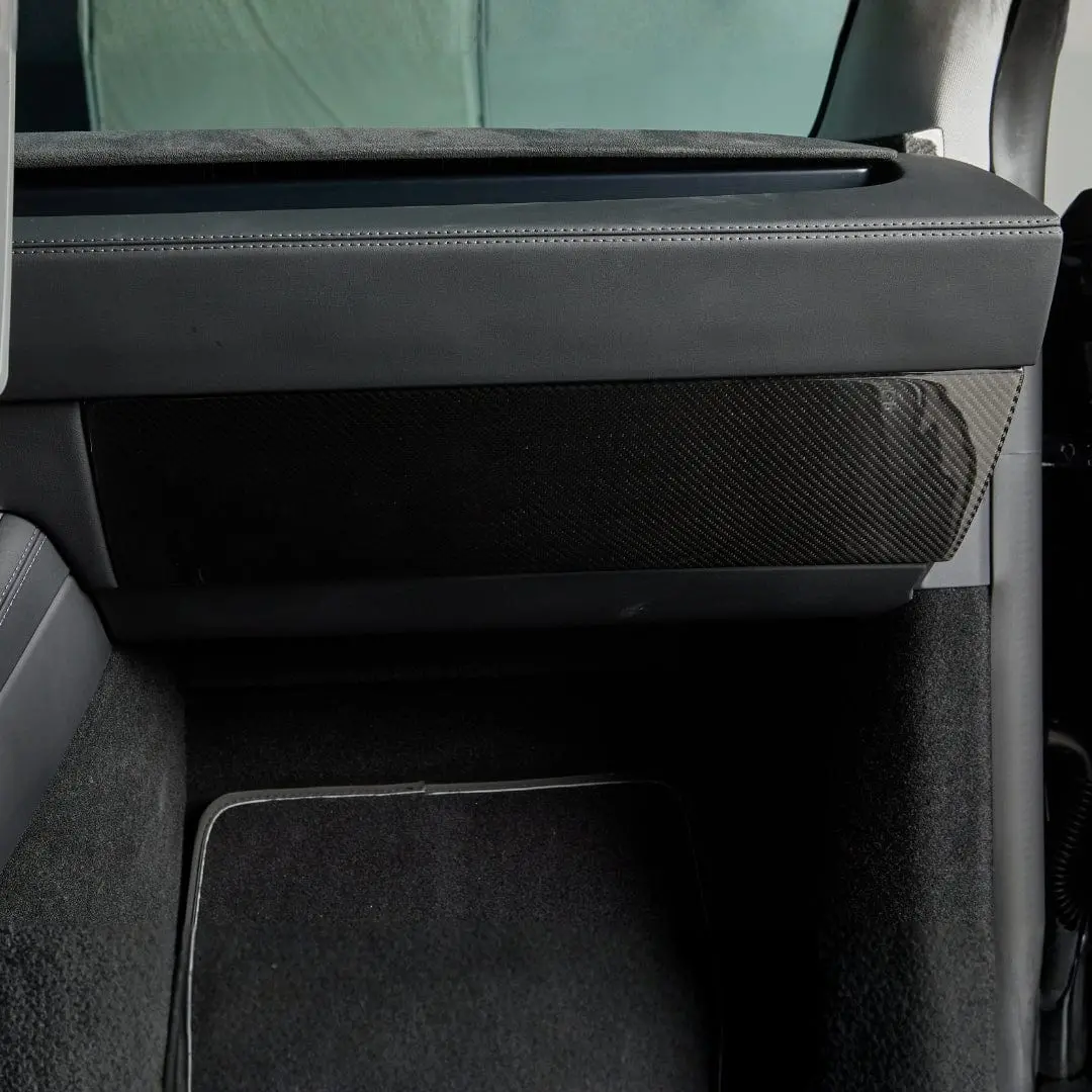 Real Molded Gloss Carbon Fiber Glove Box Overlay Cover Sleeve For Tesla Model Y Juniper 2025-2026 1