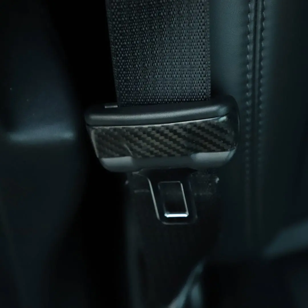 Real Molded Gloss Carbon Fiber Seat Belt Buckle For Tesla Model Y Juniper 2025-2026 1