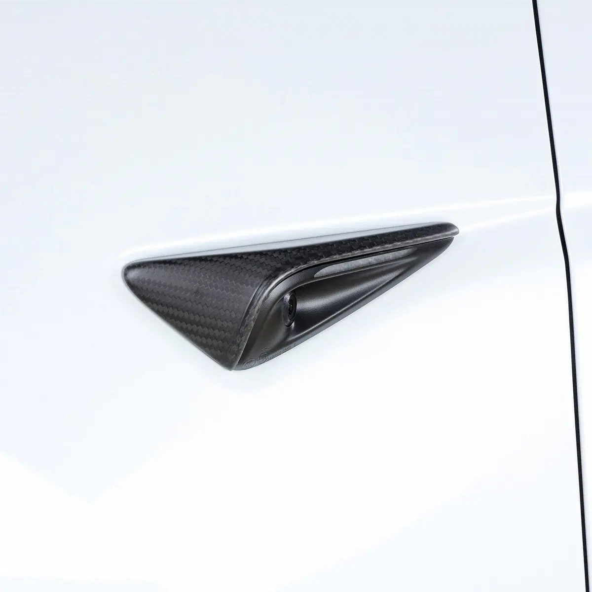Real Molded Matte Carbon Fiber Side Marker Turn Signal Overlay Half Covers For Tesla Model Y Juniper 1