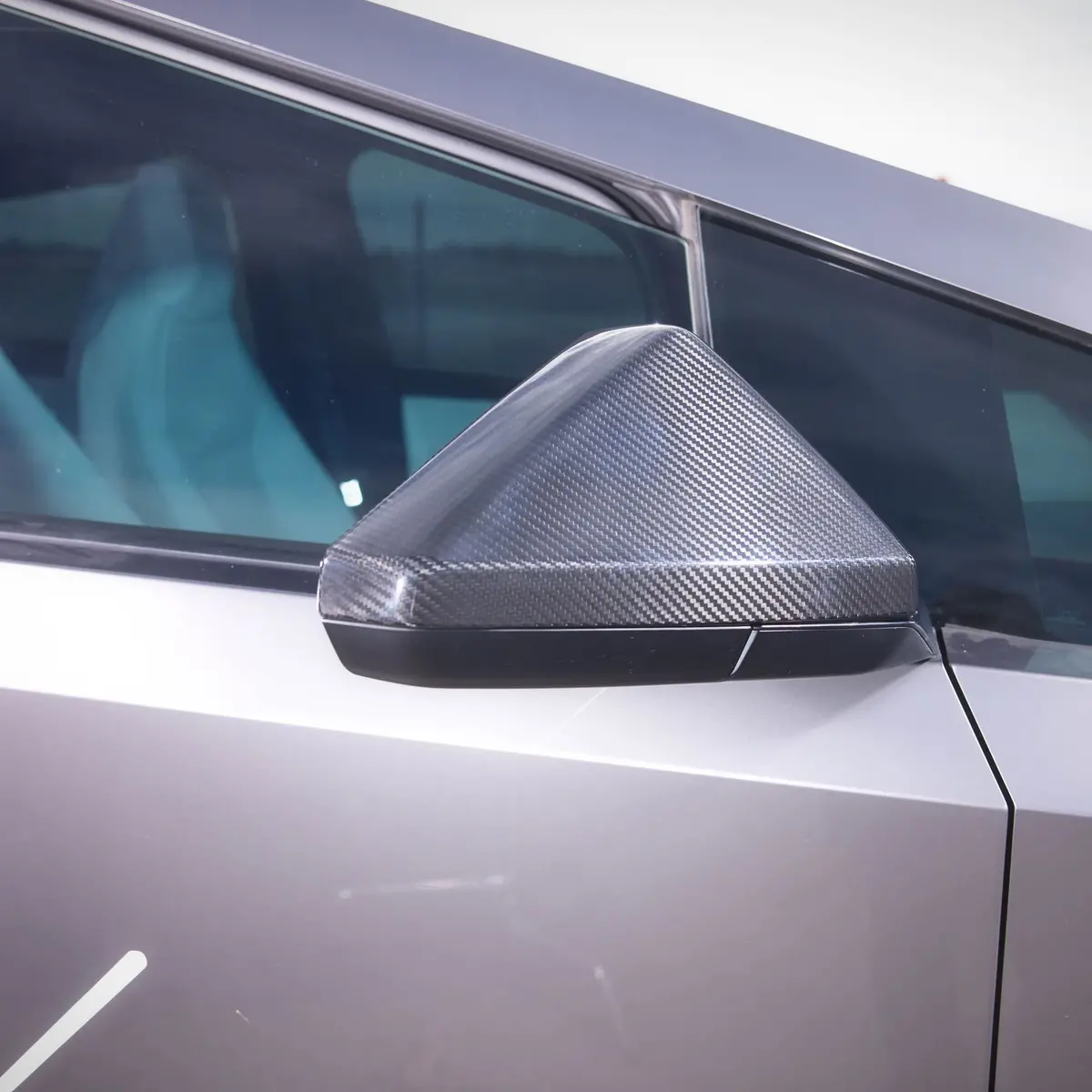 Real Molded Gloss Carbon Fiber Side Mirror Overlay Covers For Tesla Cybertruck 2026 1