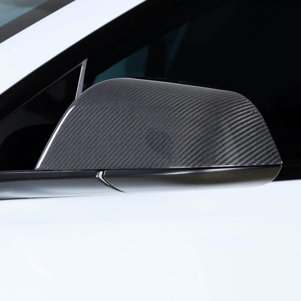 Real Molded Gloss Carbon Fiber Side Mirror Overlay Covers For Tesla Model 3 2023-2026 Highland 1