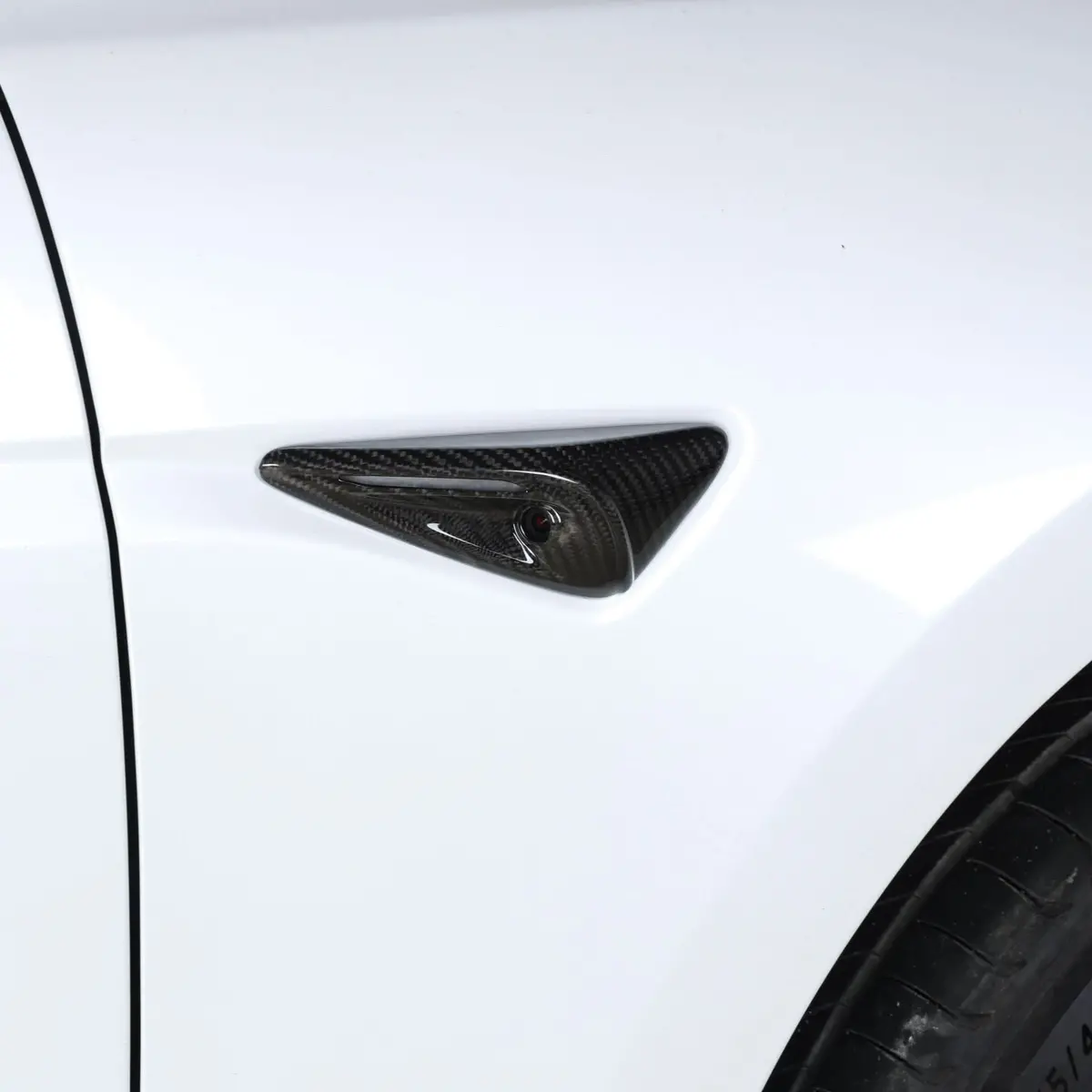 Real Molded Gloss Carbon Fiber Turn Signal Side Marker Overlay Camera Covers Hw4 For Tesla Model Y Juniper 2025-2026 1