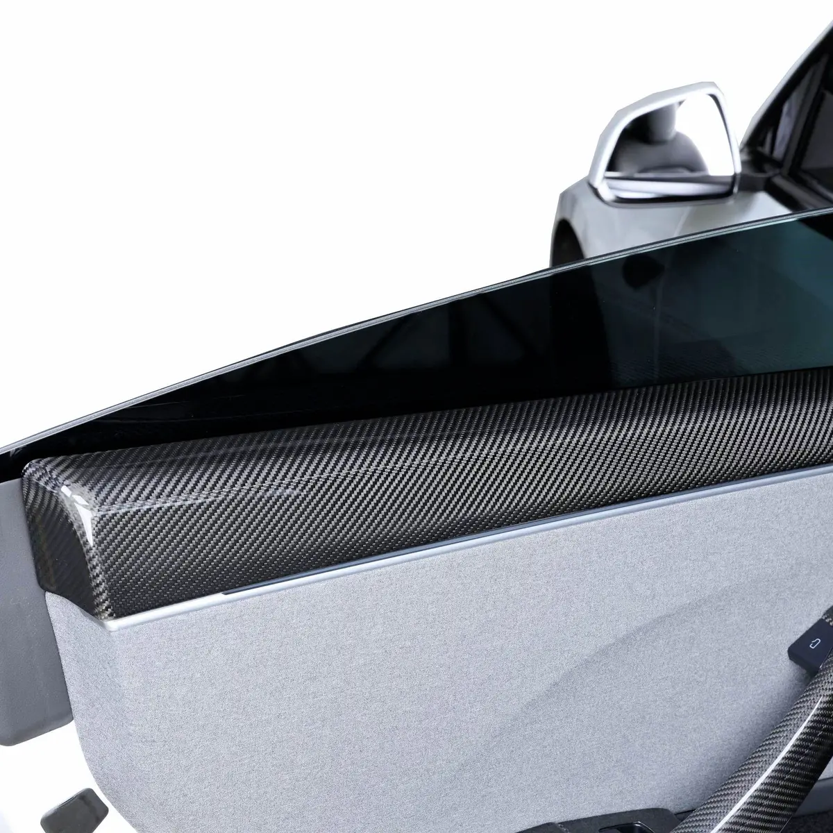 Real Molded Gloss Carbon Fiber Upper Door Panel Overlay Covers 4Pcs For Tesla Model 3 2023-2026 Highland 1