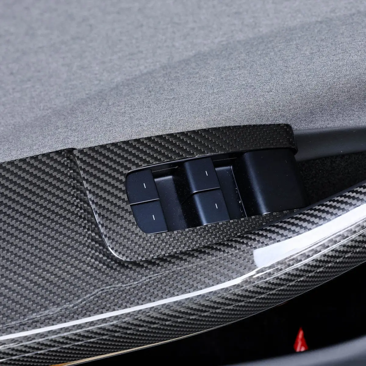 Real Molded Gloss Carbon Fiber Window Switch Overlays For Tesla Model 3 (Left Hand Drive) 2023-2026 Highland 1