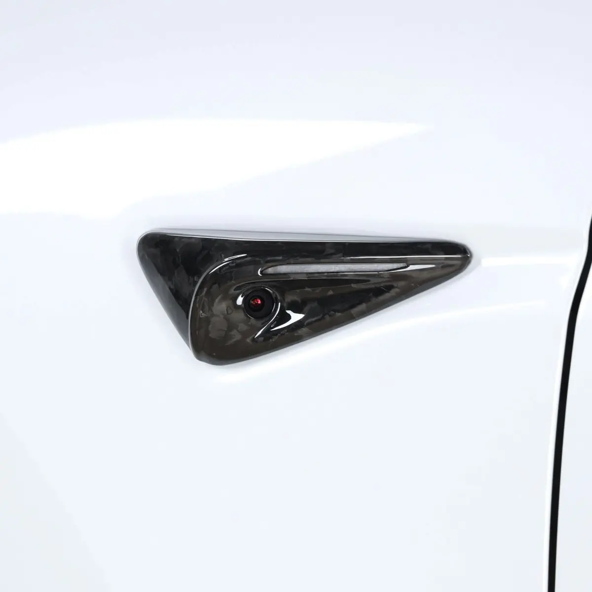 Real Molded Gloss Forged Carbon Fiber Turn Signal Side Marker Overlay Camera Covers Hw4 For Tesla Model Y Juniper 2025-2026 1