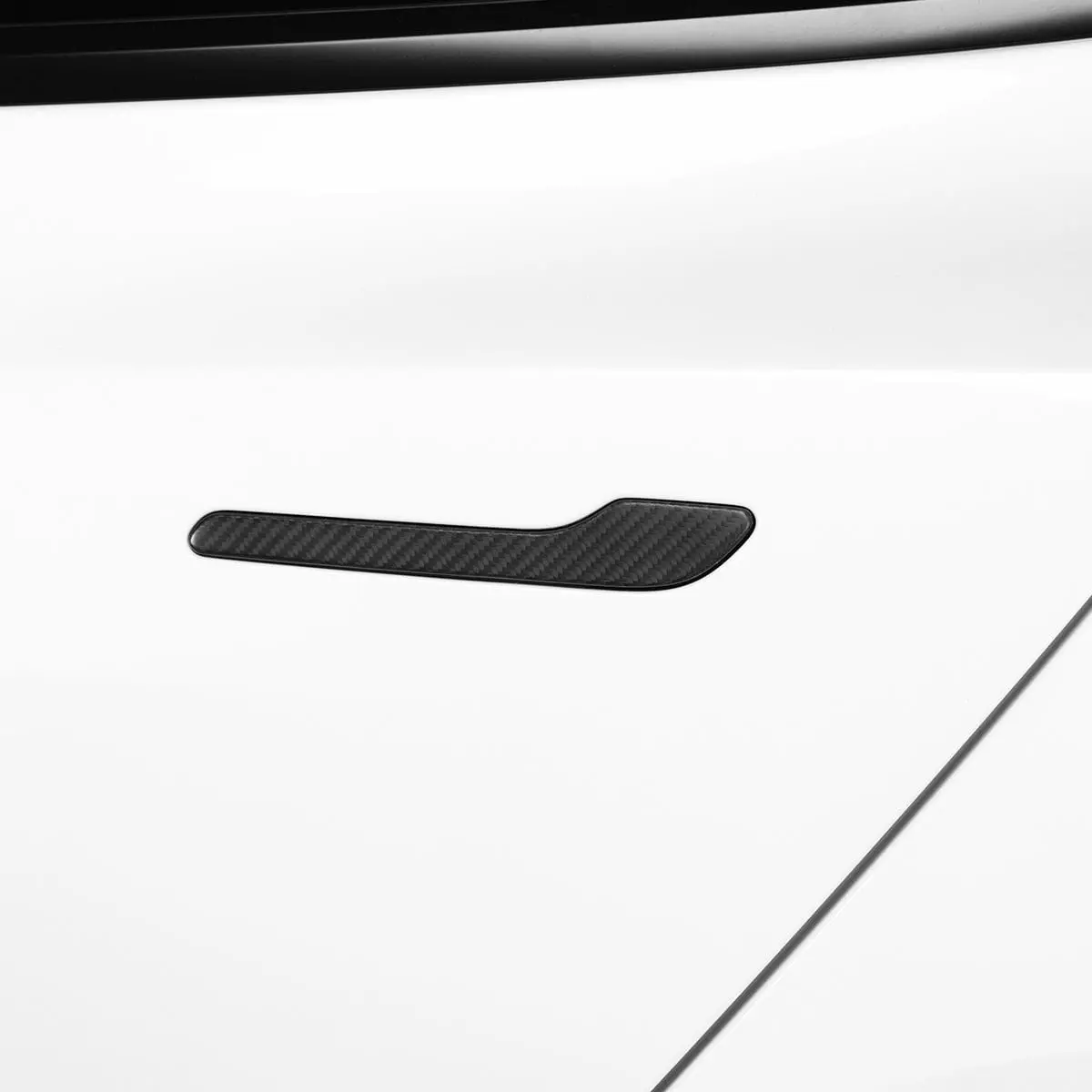 Real Molded Matte Carbon Fiber Door Handle Overlay Covers 4Pcs For Tesla Model 3 2023-2024 Highland 1