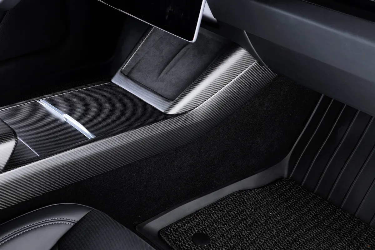 Real Molded Matte Carbon Fiber Mobile Charger Surround Trim For Tesla Model 3 2023-2026 Highland 2