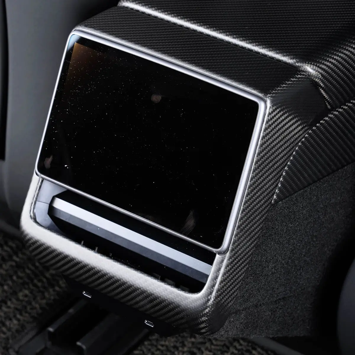 Real Molded Matte Carbon Fiber Rear Ac Screen Display Overlay Cover For Tesla Model 3 2023-2026 Highland 1