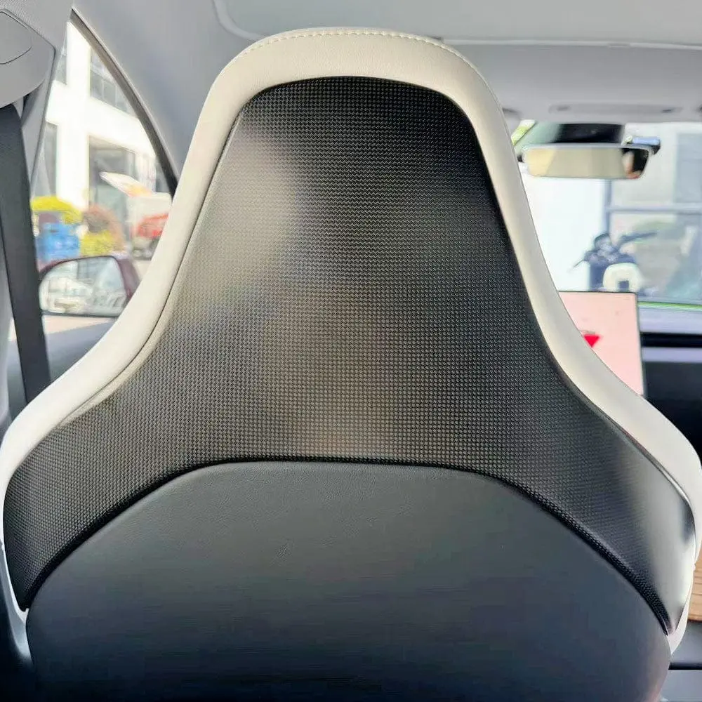 Real Molded Matte Carbon Fiber Seat Back Top Overlays For Tesla Model 3 Performance 2024 - 2026 Highland 1