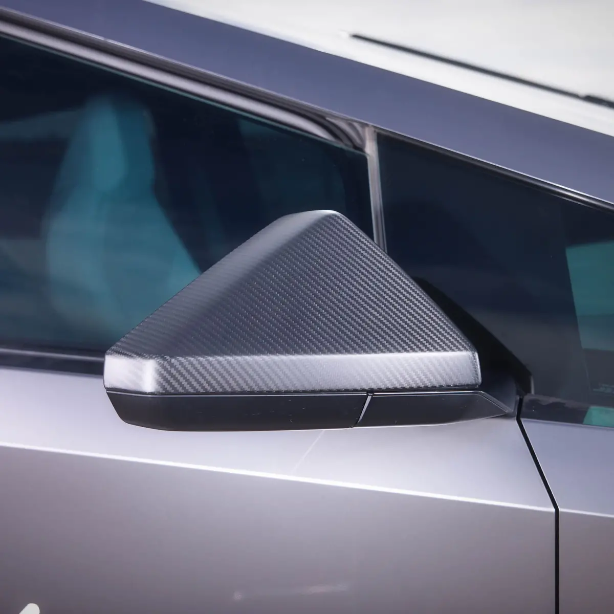 Real Molded Matte Carbon Fiber Side Mirror Overlay Covers For Tesla Cybertruck 2026 1