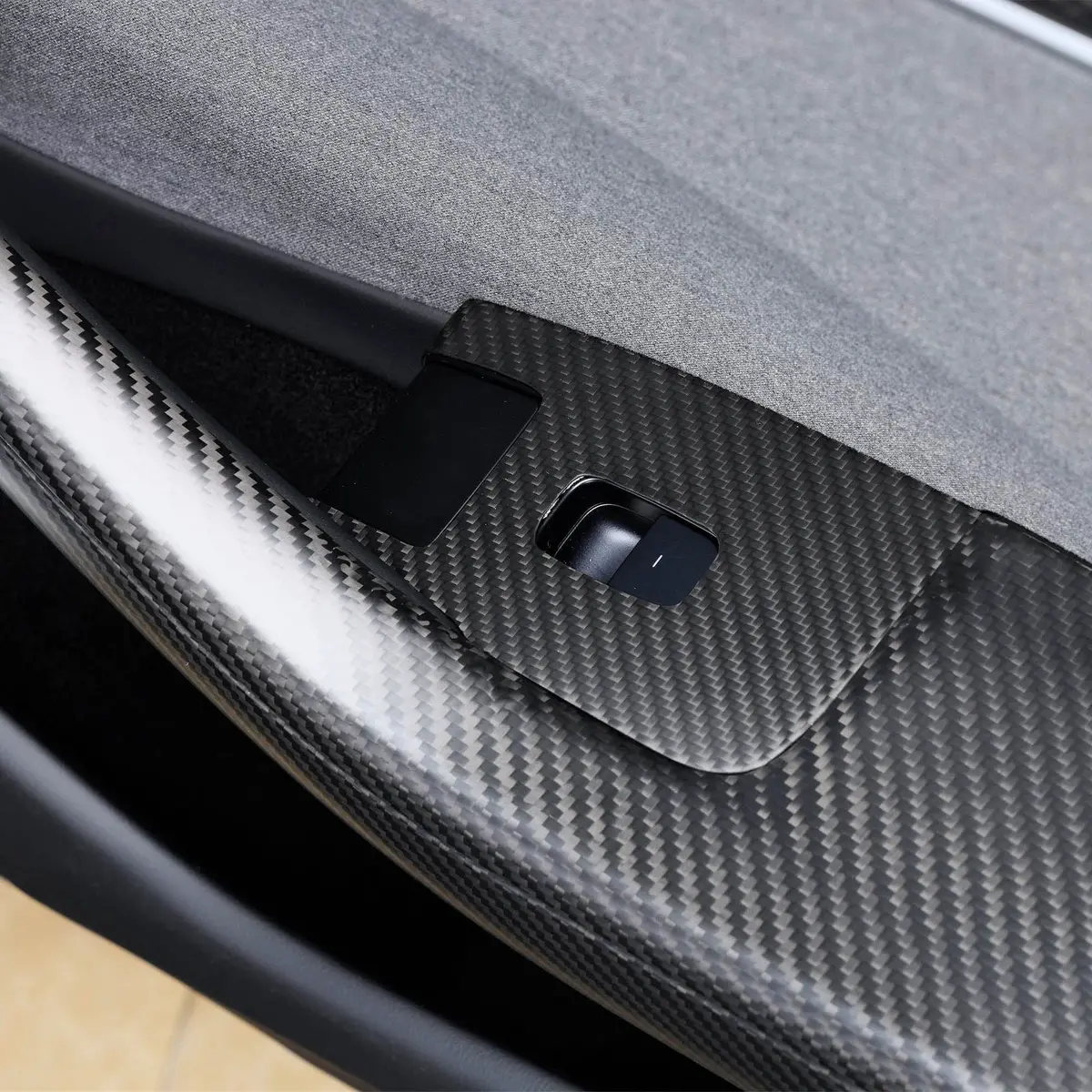 Real Molded Matte Carbon Fiber Window Switch Overlays For Tesla Model 3 (Left Hand Drive) 2023-2026 Highland 1