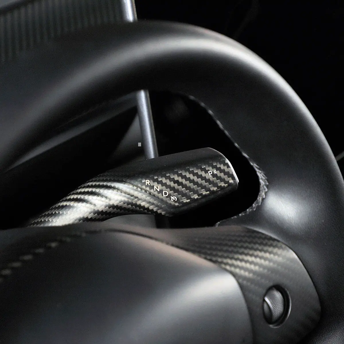 Real Molded Matte Carbon Fiber Wiper And Driving Shift Overlay Covers V3 For Tesla Model Y 2020-2026 1