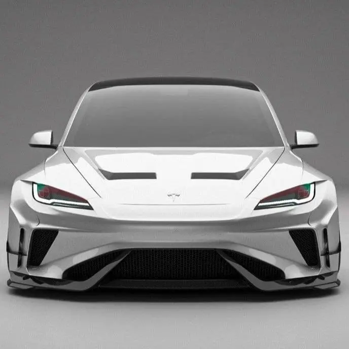Robot Craftsman Hacker Carbon Fiber & Frp Widebody Front Bumper & Lip For Tesla Model 3 Highland/Performance 2024-2026 1