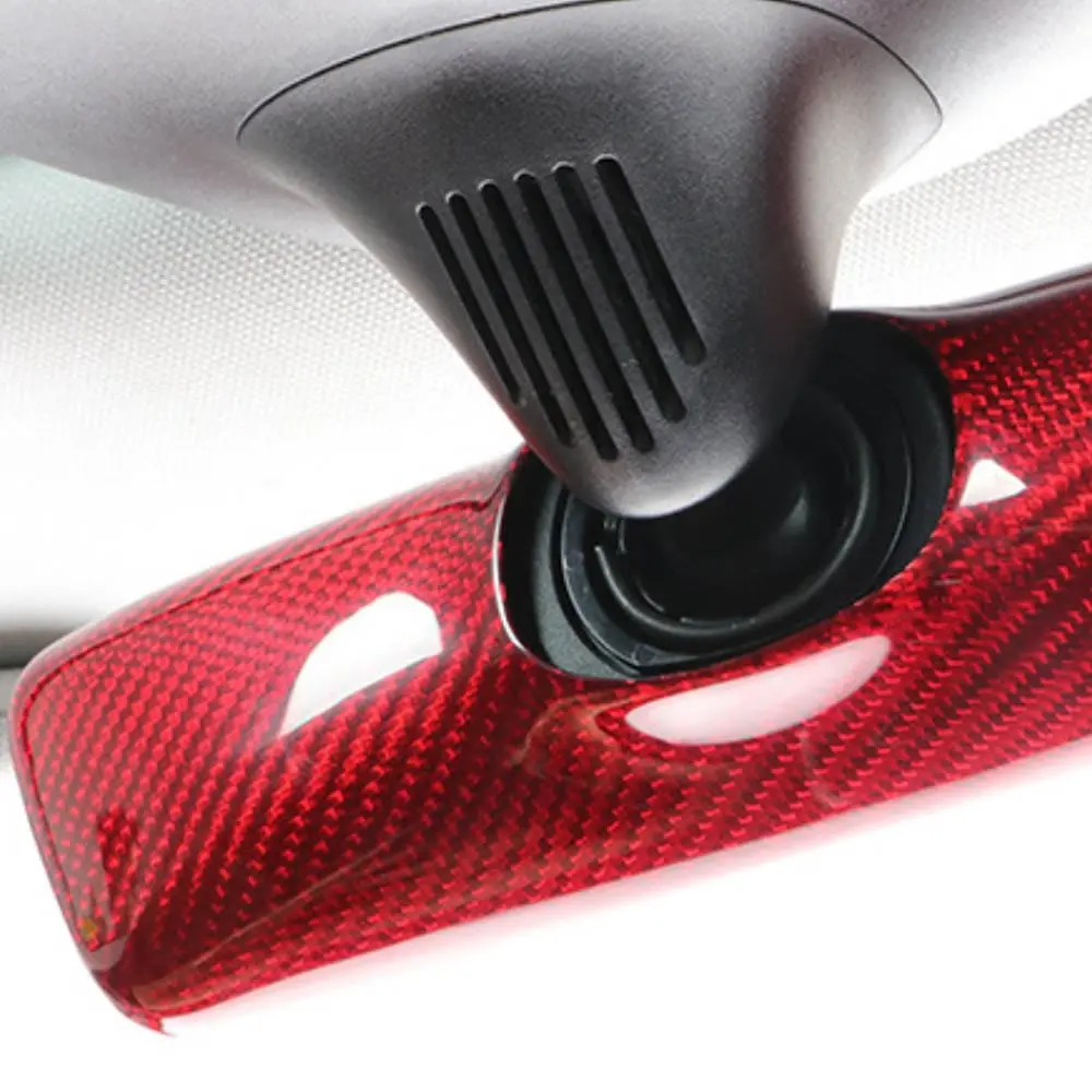 Real Molded Red Carbon Fiber Rearview Mirror Overlay For Tesla Model Y 2020-2026 1