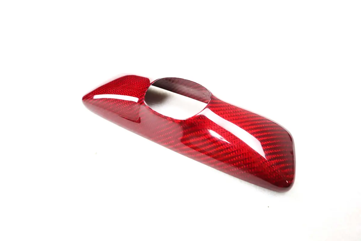 Real Molded Red Carbon Fiber Rearview Mirror Overlay For Tesla Model Y 2020-2026 2