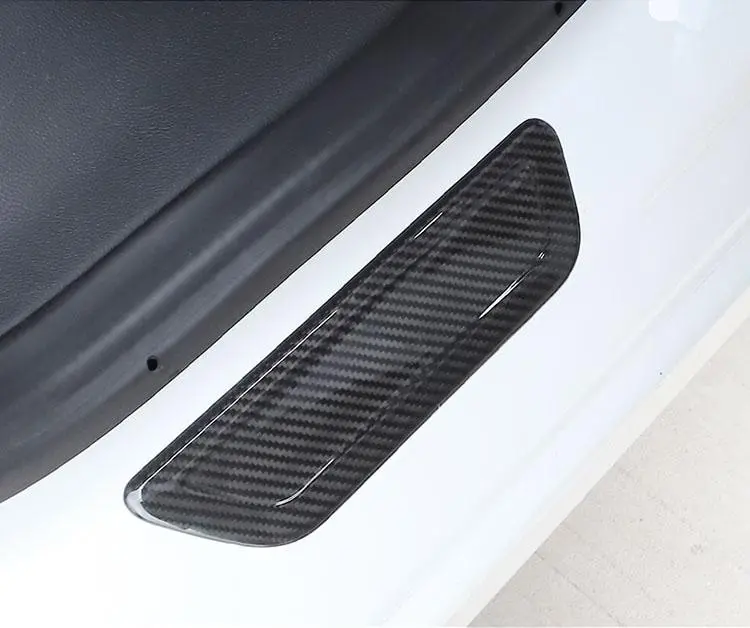 4Pcs Real Molded Gloss Carbon Fiber Scuff Plates / Door Sill Covers For Tesla Model 3 2017-2023 2