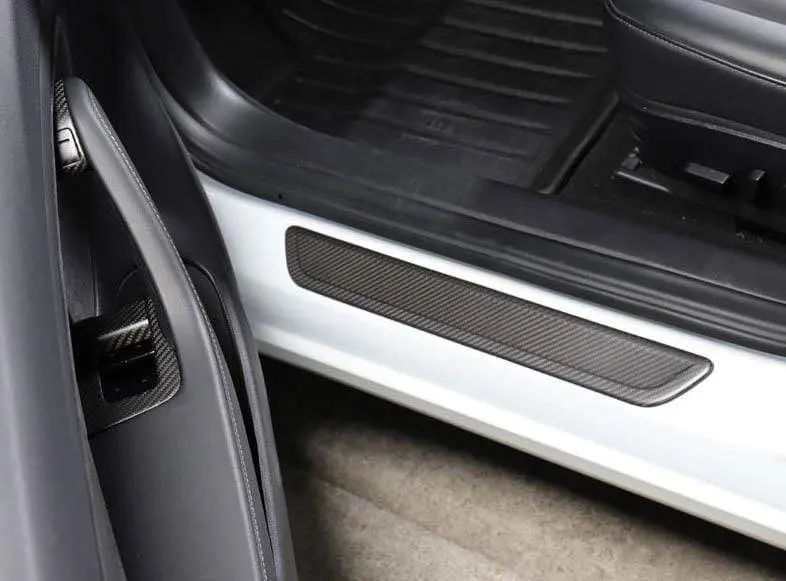 4Pcs Real Molded Matte Carbon Fiber Style Scuff Plates / Door Sill Covers For Tesla Model 3 2017-2023 1