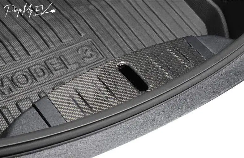Real Molded Gloss Carbon Fiber Frunk Scuff Plate For Tesla Model 3 2017-2023 1