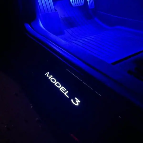 Led Light Up Door Sill Welcome Scuff Plates For Tesla Model 3 2017-2023 1