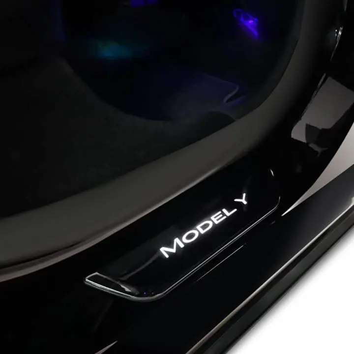 Led Light Up Door Sill Welcome Scuff Plates For Tesla Model Y 2020-2025 Pre Juniper 1