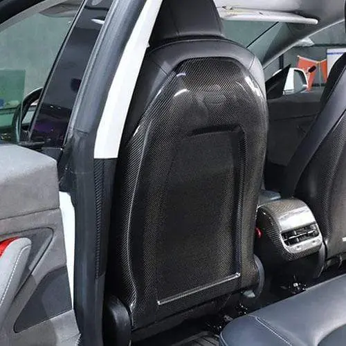 Real Molded Gloss Carbon Fiber Seat Full Back Replacements For Tesla Model Y 2017-2026 1