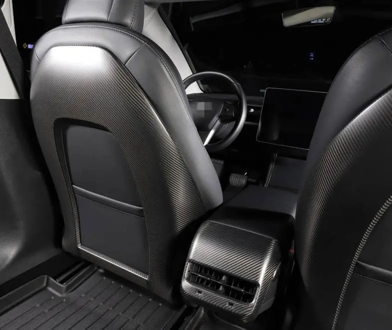 Real Molded Matte Carbon Fiber Seat Open Back Overlay Covers For Tesla Model 3 2017-2023 1