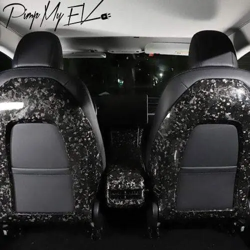 Real Molded Gloss Forged Carbon Fiber Open Seat Backs For Tesla Model 3 2017-2023 1